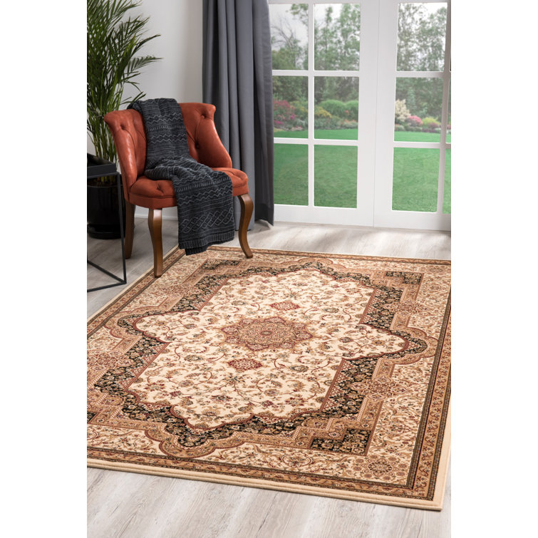 Astoria Grand Valerie Power Loom Performance Cream/Brown Rug Wayfair